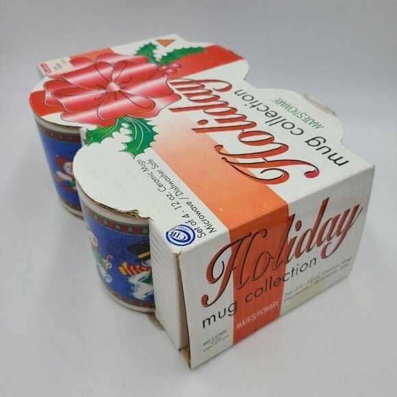 Vintage Majesticware Holiday Coffee Mug Snowman Christmas Frosty 12 oz Set 4 - Picture 4 of 6